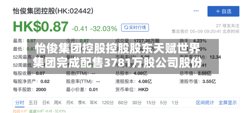 怡俊集团控股控股股东天赋世界集团完成配售3781万股公司股份